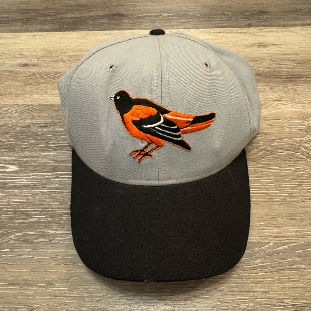 Vintage Baltimore Orioles New Era Pro Model 5950 Fitted Hat Gray USA Made 7 1/2